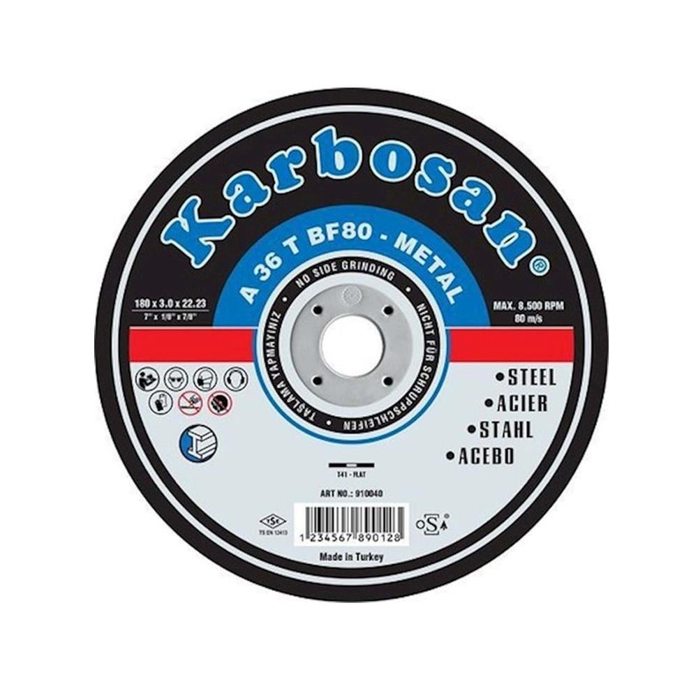 Karbosan  Metal Kesme Taşı 180X3.0X22.23Mm Düz 10040 resmi