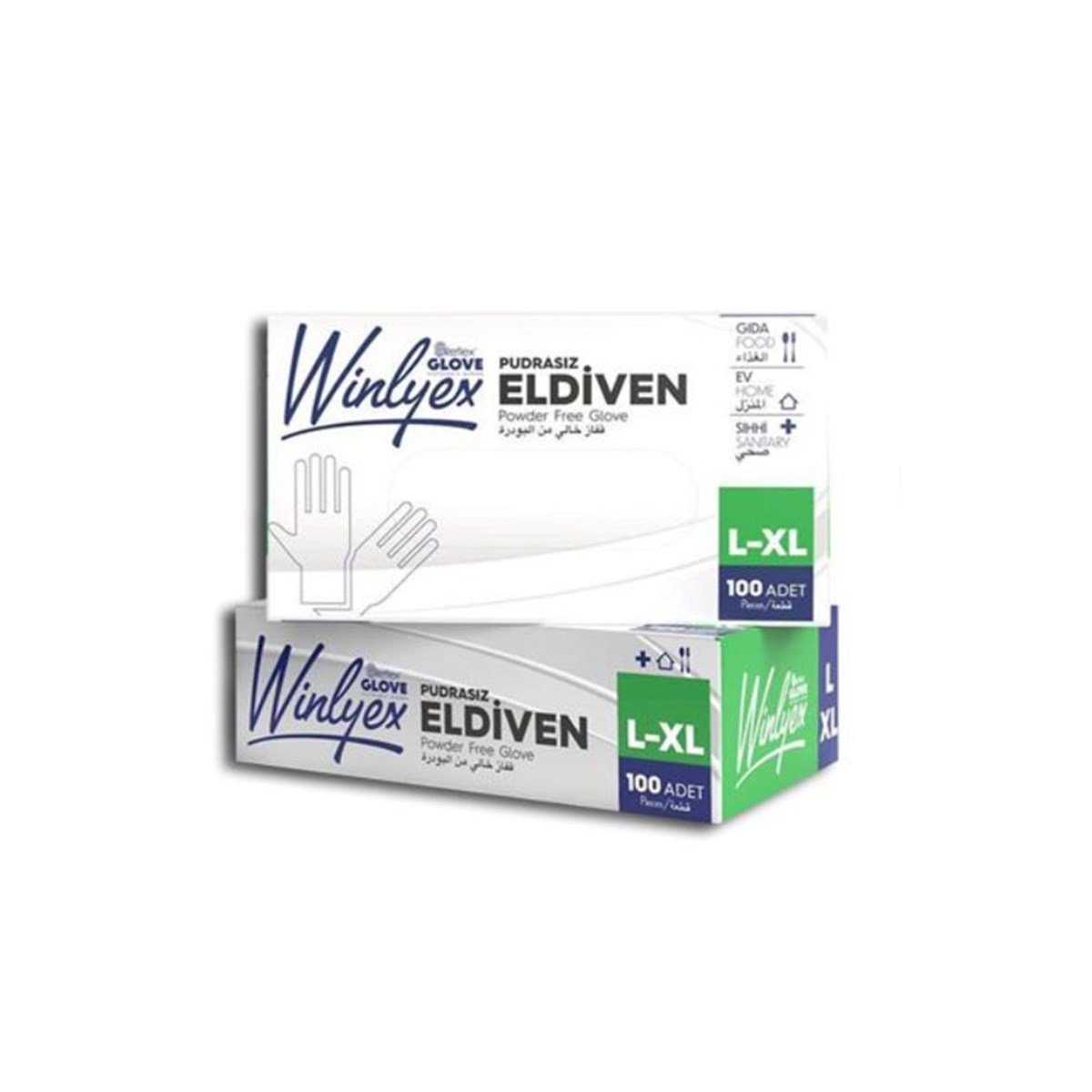 Reflex Winlyex Pudrasız Eldiven Şeffaf L-XL Beden 100'Lü Paket resmi