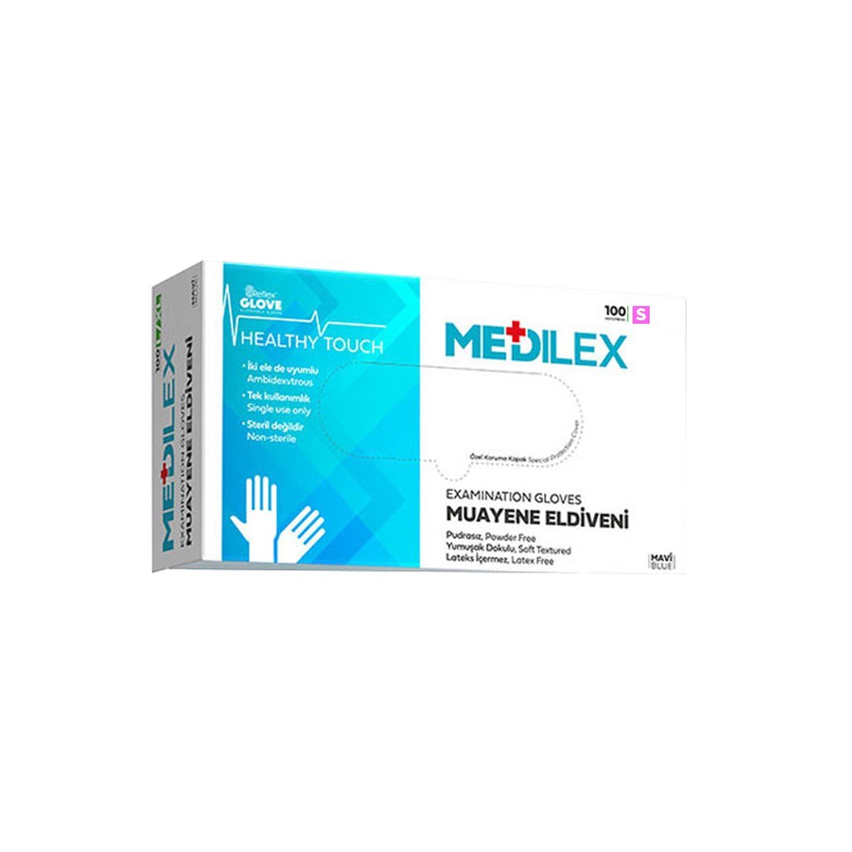 Reflex Medilex Pudrasız Muayene Eldiveni Mavi S Beden 100'lü Paket resmi