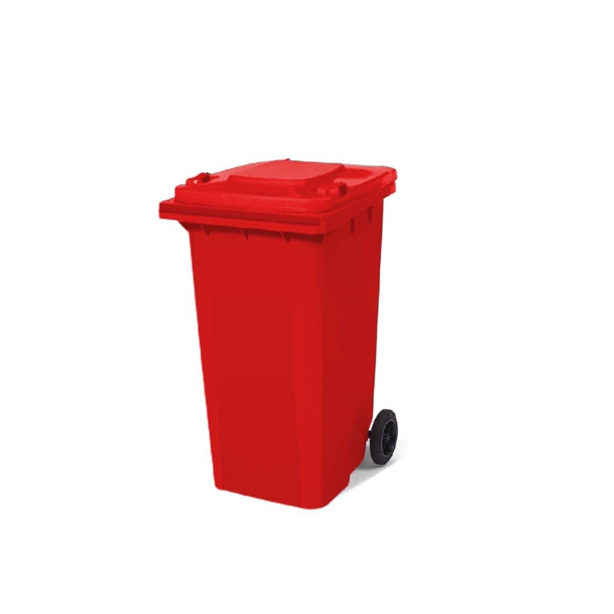 120 Lt Tekerlekli Çöp Konteyner Kırmızı Ctk-3003 resmi