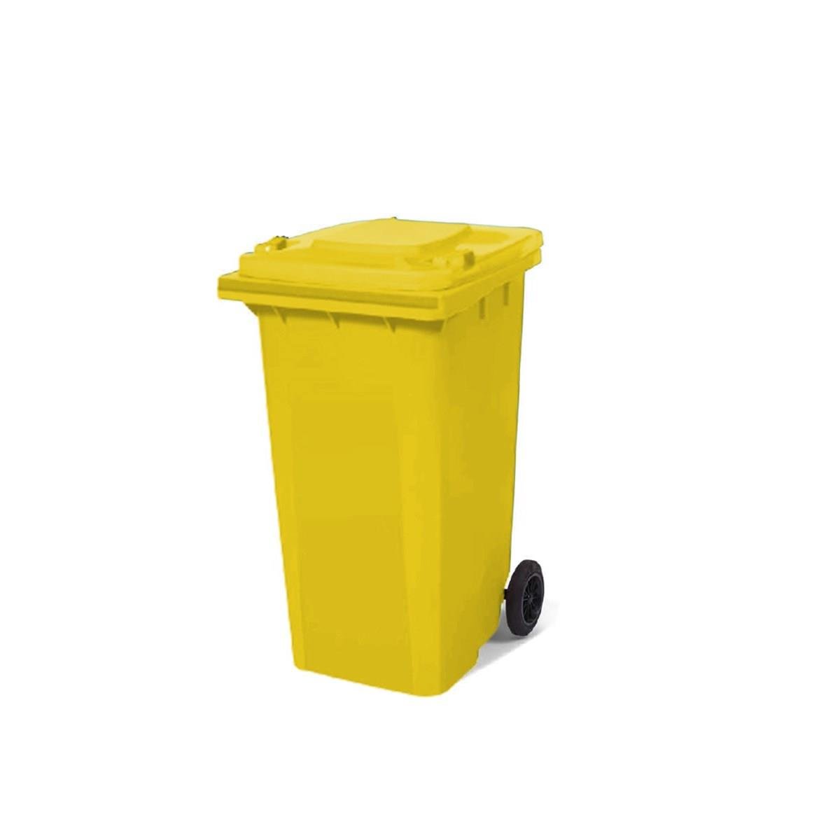 120 Lt Tekerlekli Çöp Konteyner Sarı Ctk-3003 resmi