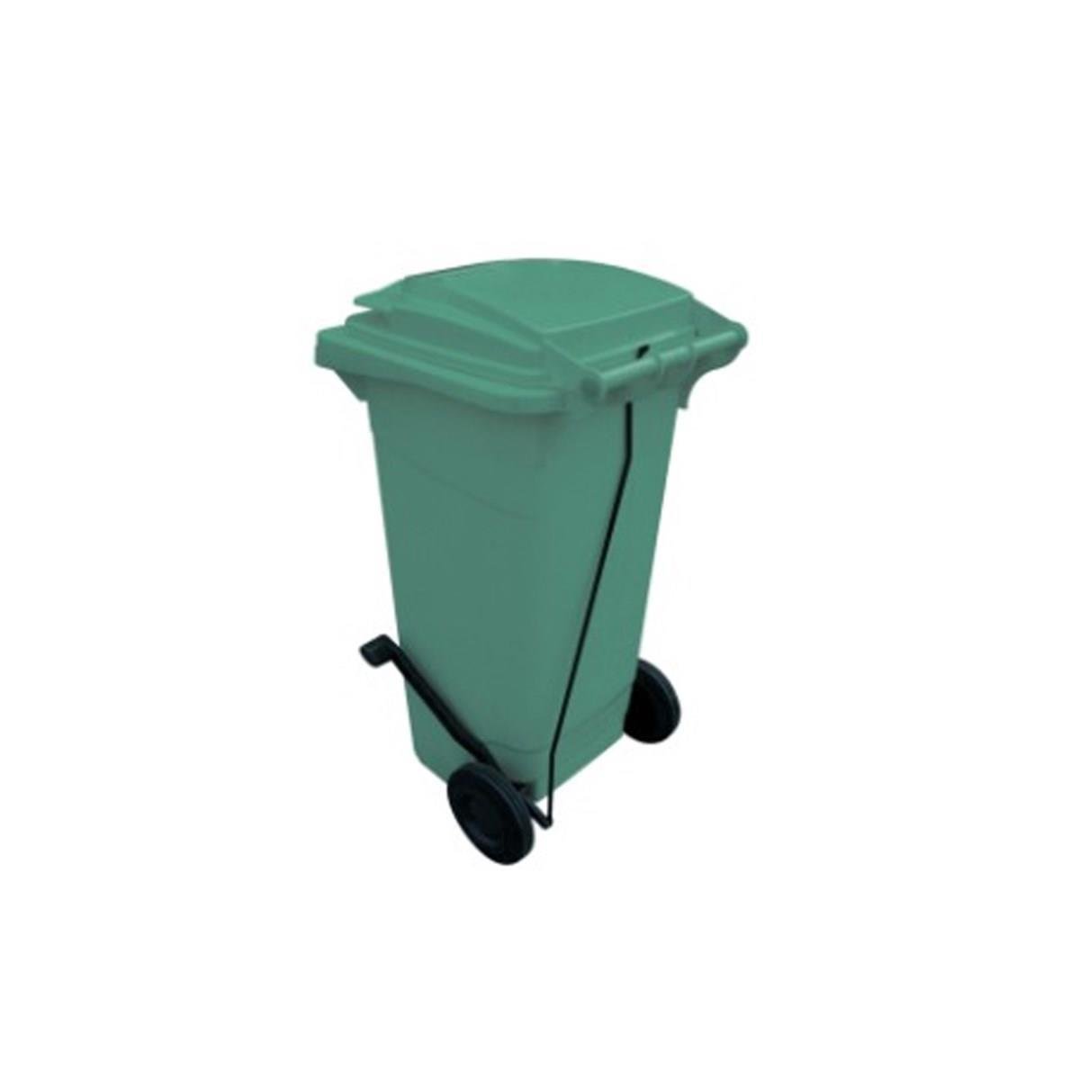 120 Lt Tekerlekli Çöp Konteyner Pedallı Yeşil CTK-3005 resmi