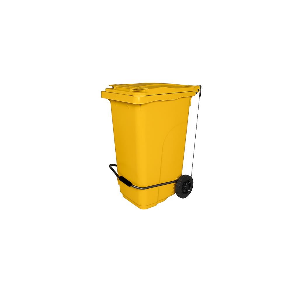 240 Lt Tekerlekli Çöp Konteyner Pedallı Sarı Ctk-3008 resmi