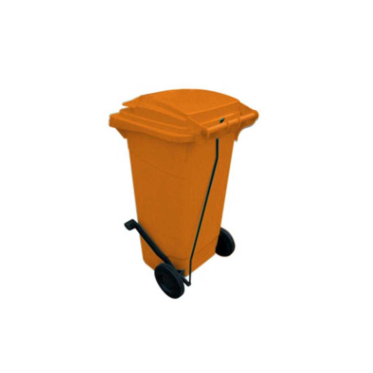 240 Lt Tekerlekli Çöp Konteyner Pedallı Turuncu Ctk-3008 resmi