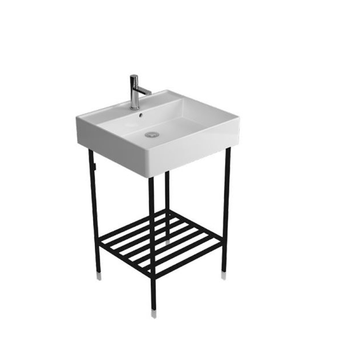 Newarc Banyo Dolabı Metal Ayaklı 44X41X72,5Cm 3025 + Platin Lavabo 5025 resmi