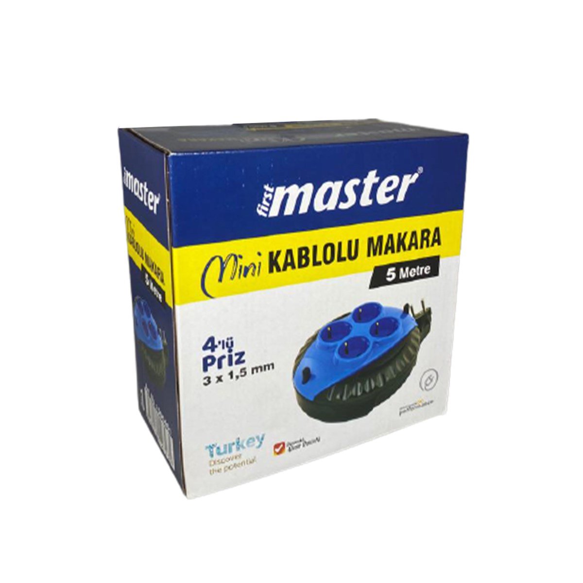 Master Mini Kablolu Makara 4'lü 5 Metre 3x1,5mm 505401 resmi