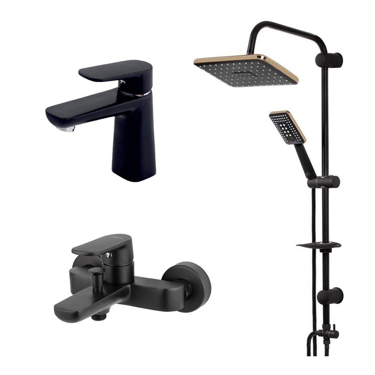 Kapadokya Storm 3'lü Siyah Banyo Seti resmi