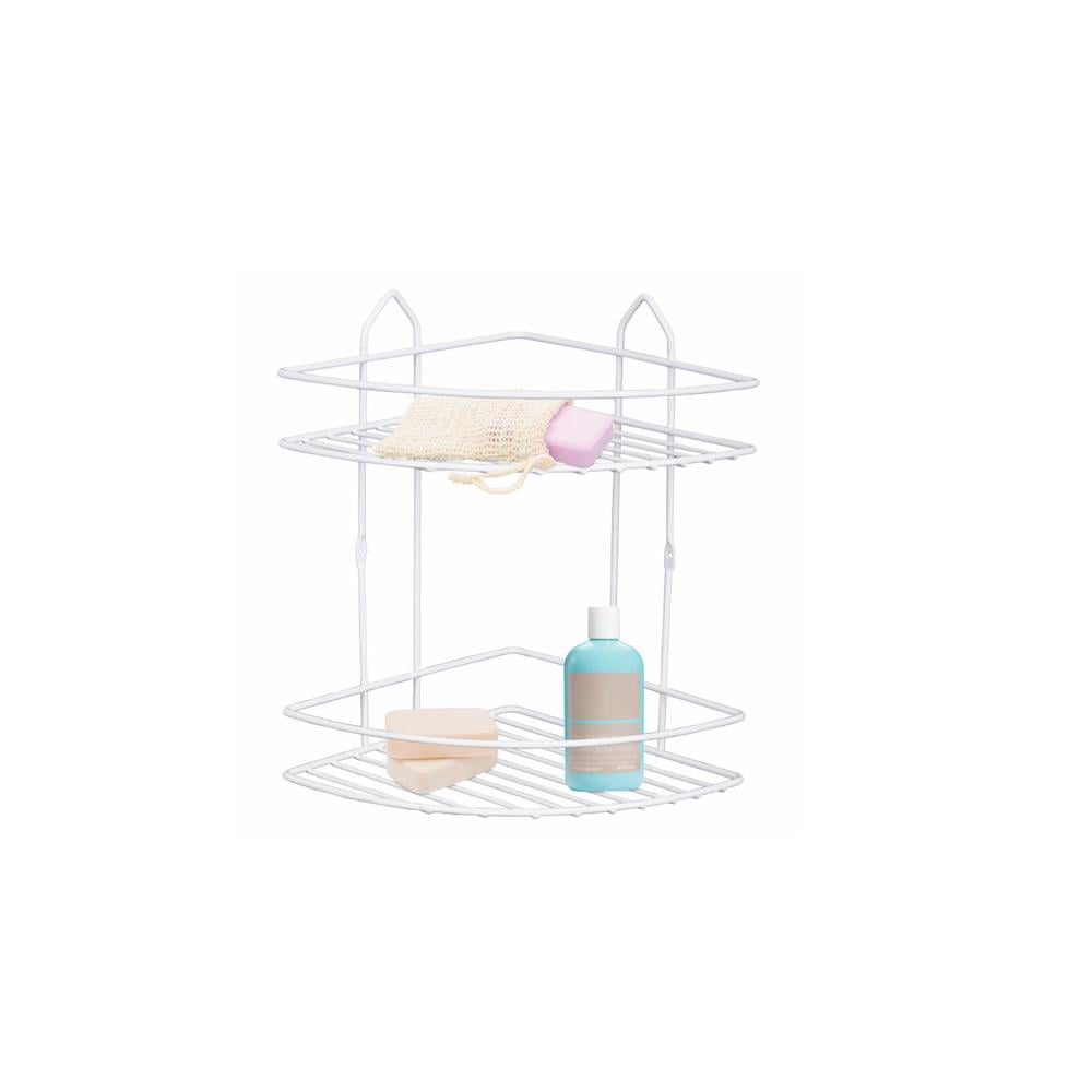 2 Katlı Beyaz Banyo Köşe Sabunluk resmi