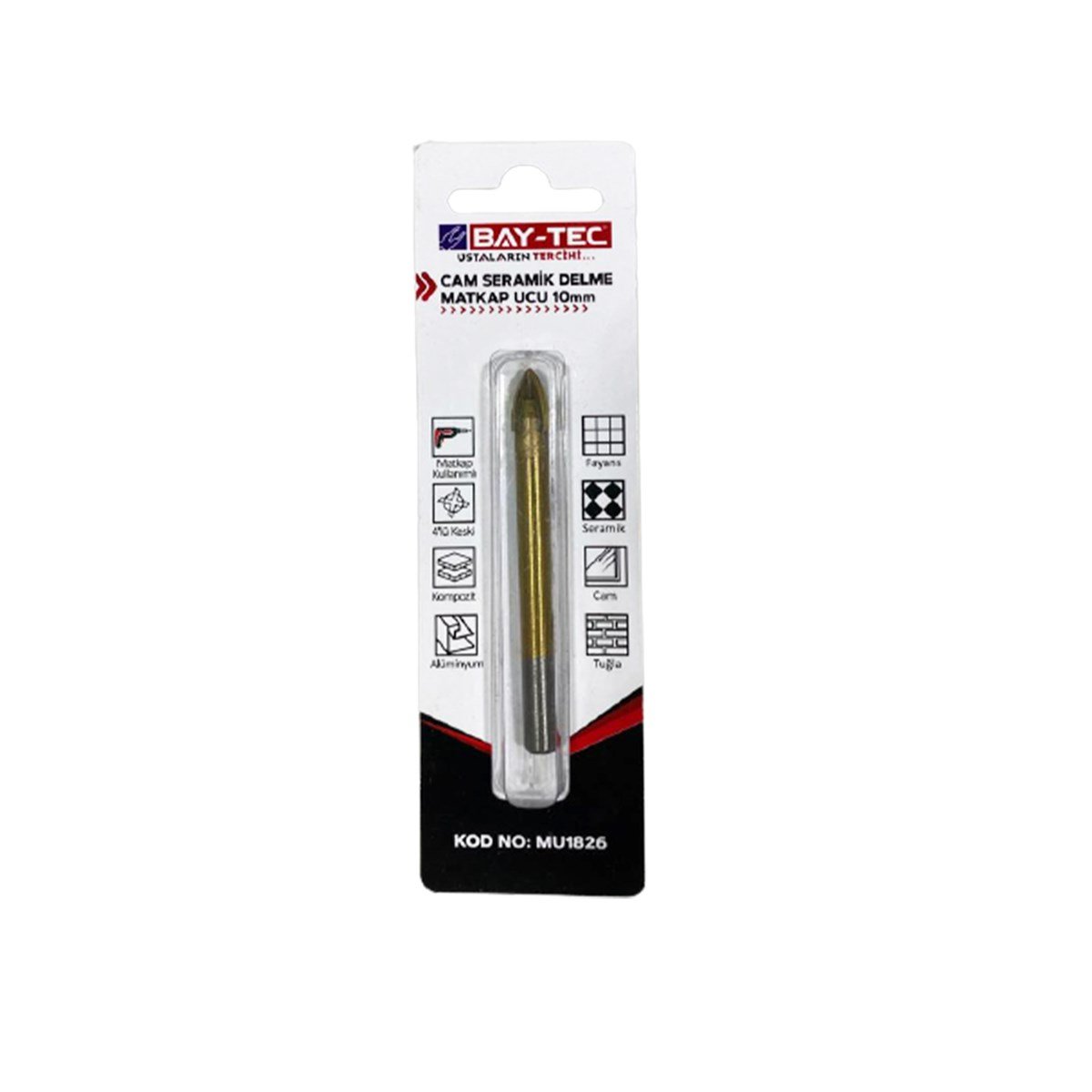 Bay-Tec Cam Seramik Delme Matkap Ucu 10mm Mu1826 resmi