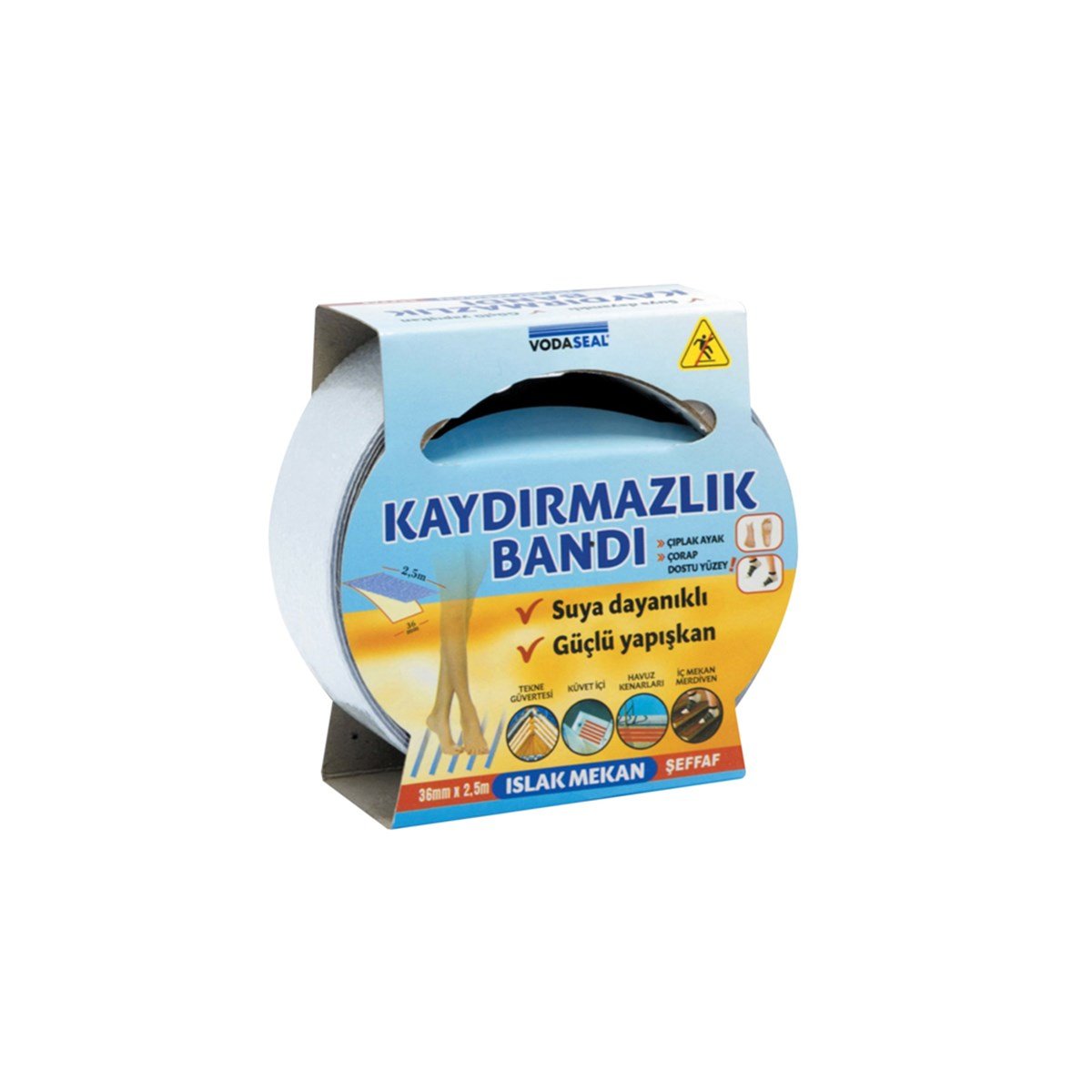 Vodaseal Islak Mekan Kaydırmazlık Bandı 36Mmx2,5Mt Şeffaf resmi