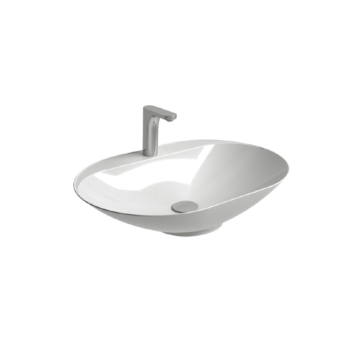 Newarc Tezgah Üstü Batarya Delikli Trend Lavabo 60X42X15Cm Tre.L060Bt resmi