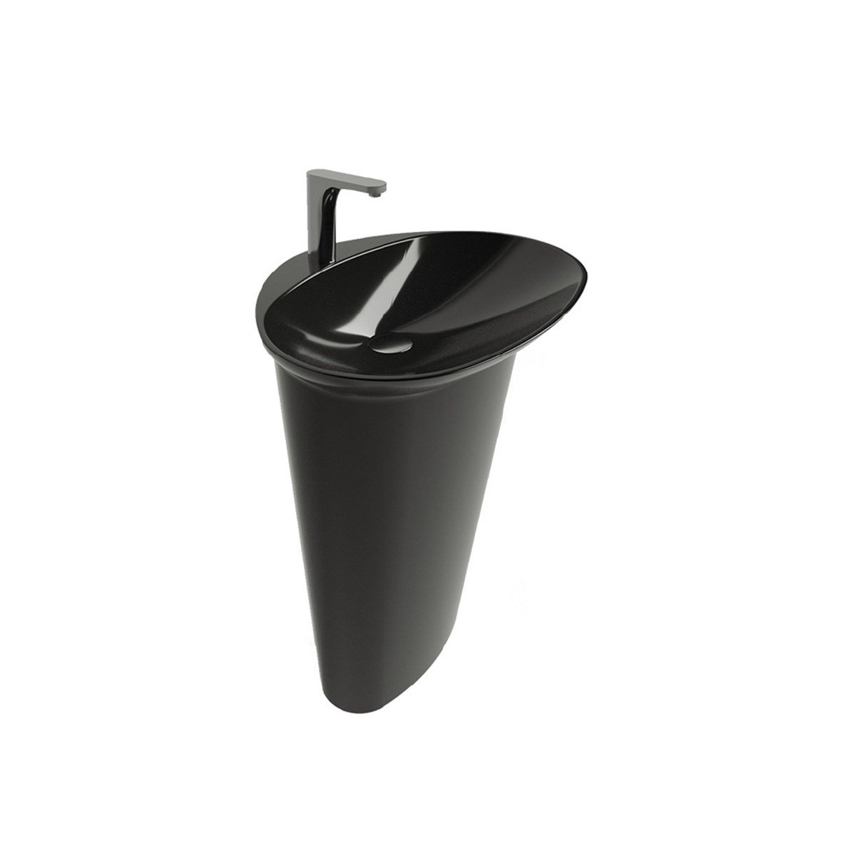 Newarc Stella Tabandan Monoblok Lavabo Parlak Siyah 56,5X45X85Cm Ste.L.085.B resmi