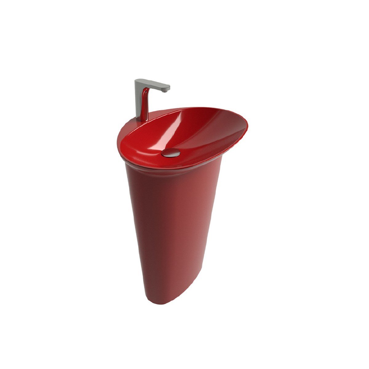 Newarc Stella Tabandan Monoblok Lavabo Parlak Kırmızı 56,5X45X85Cm Ste.L.085.R resmi