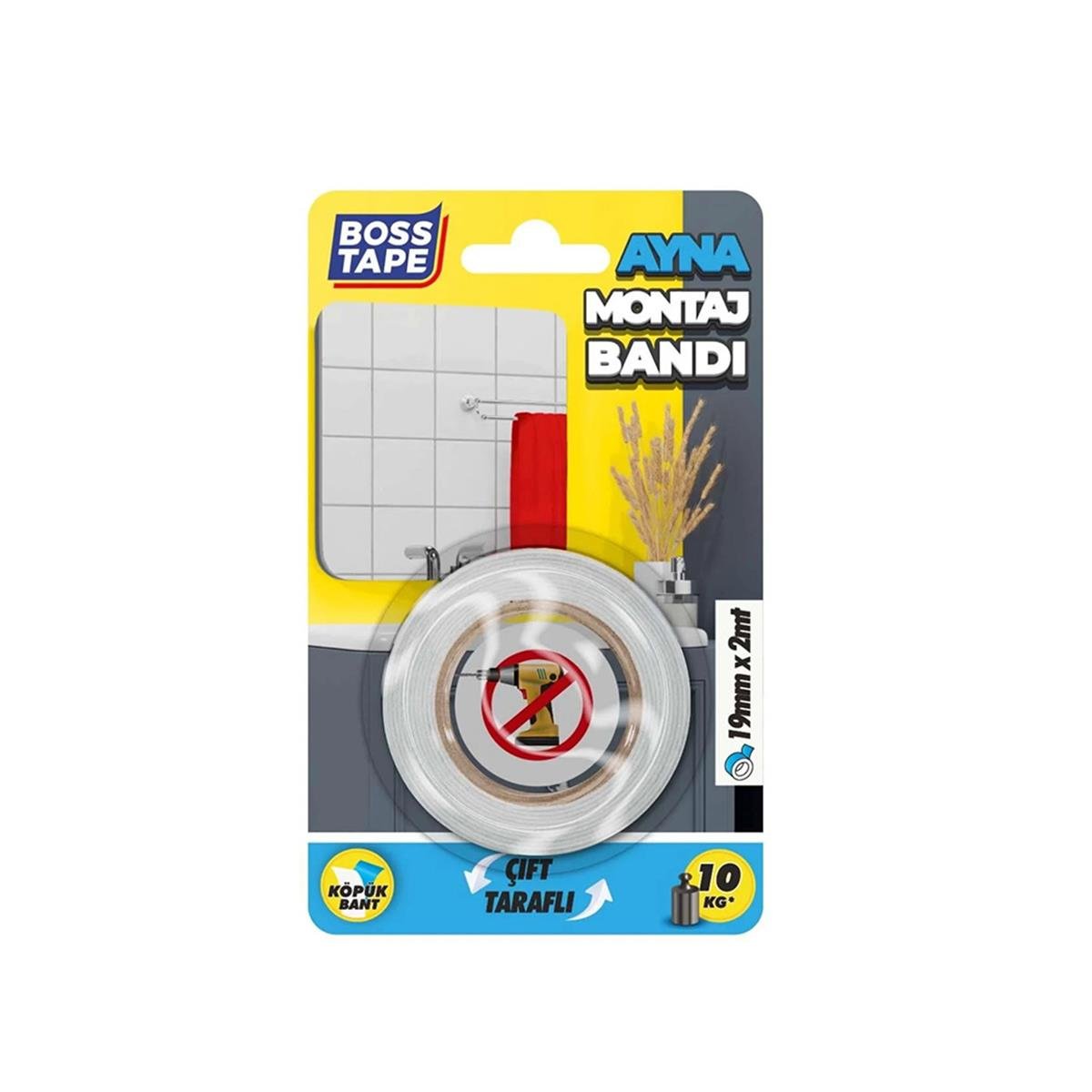 Boss Tape Extra Güçlü Çift Taraflı Ayna Montaj Bandı 19Mmx2Mt resmi