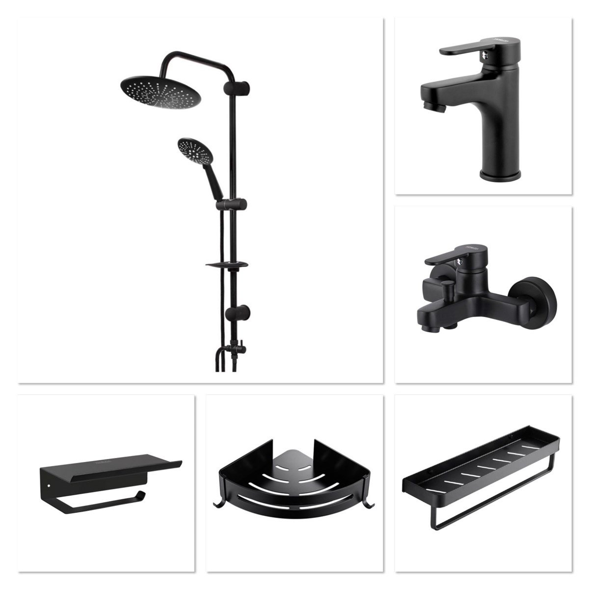 Venezia Kroma Arteon 6'lı Siyah Banyo Seti resmi