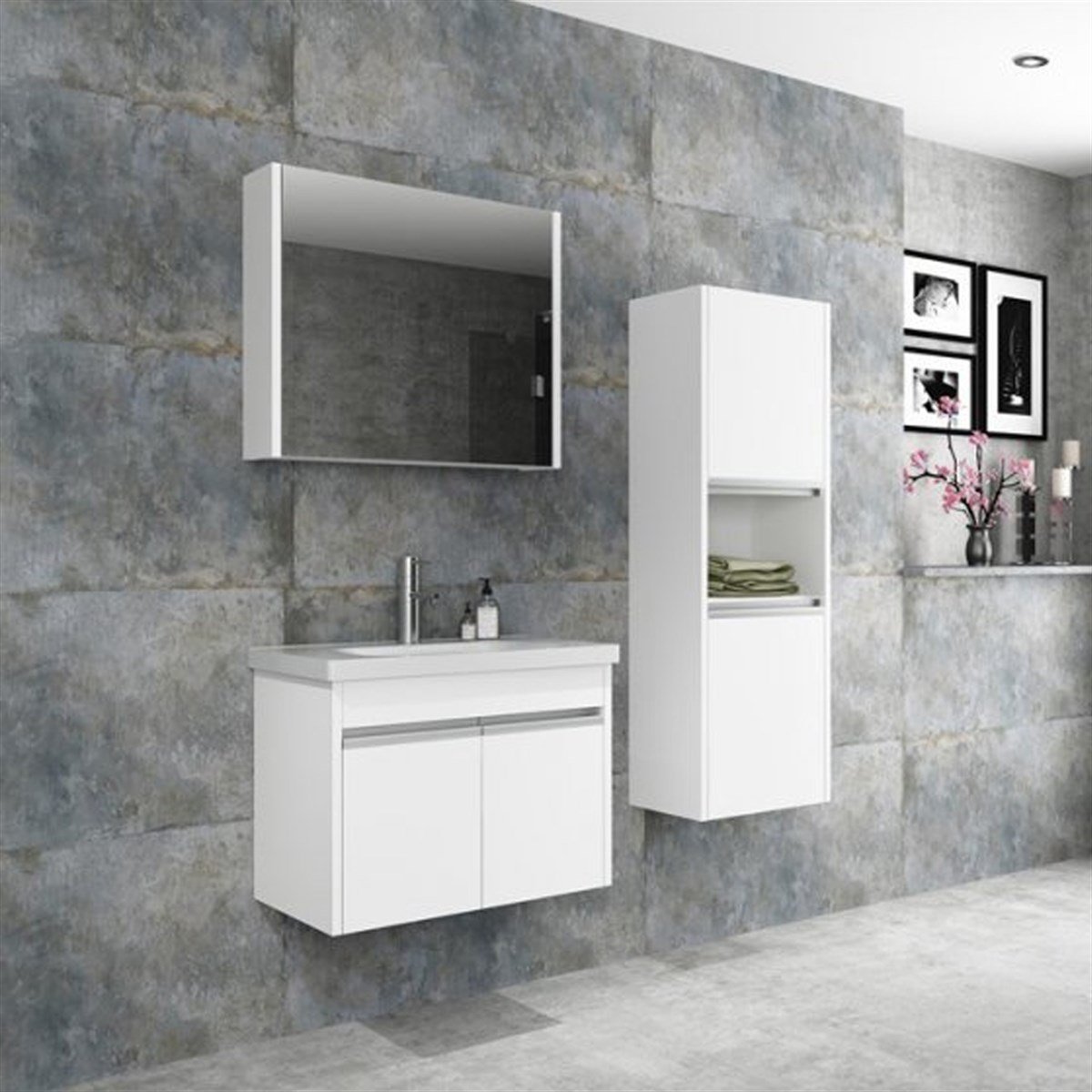 Aquanil Begonya 65 Cm Banyo Dolabı - Beyaz resmi