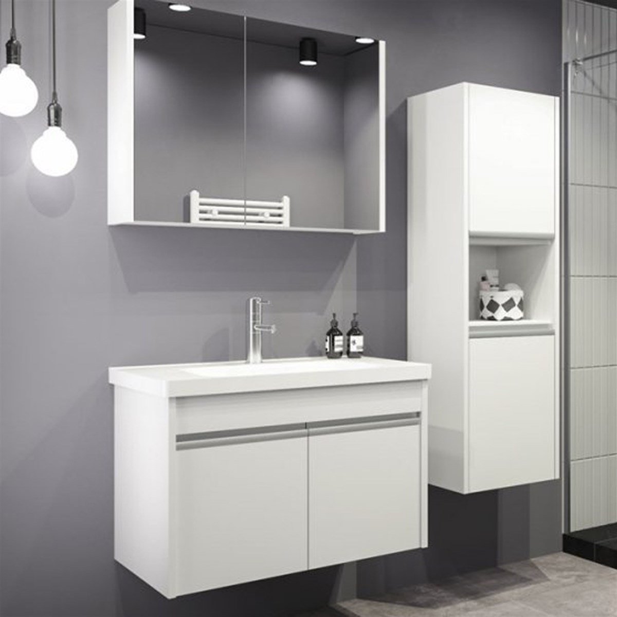 Aquanil Begonya 80 Cm Banyo Dolabı - Beyaz resmi