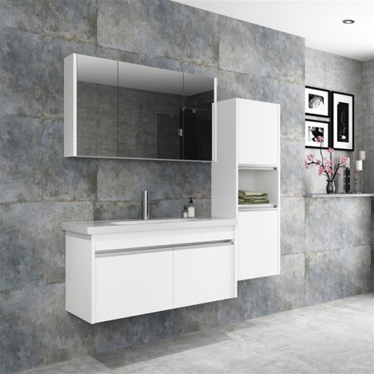 Aquanil Begonya 100 Cm Banyo Dolabı - Beyaz resmi