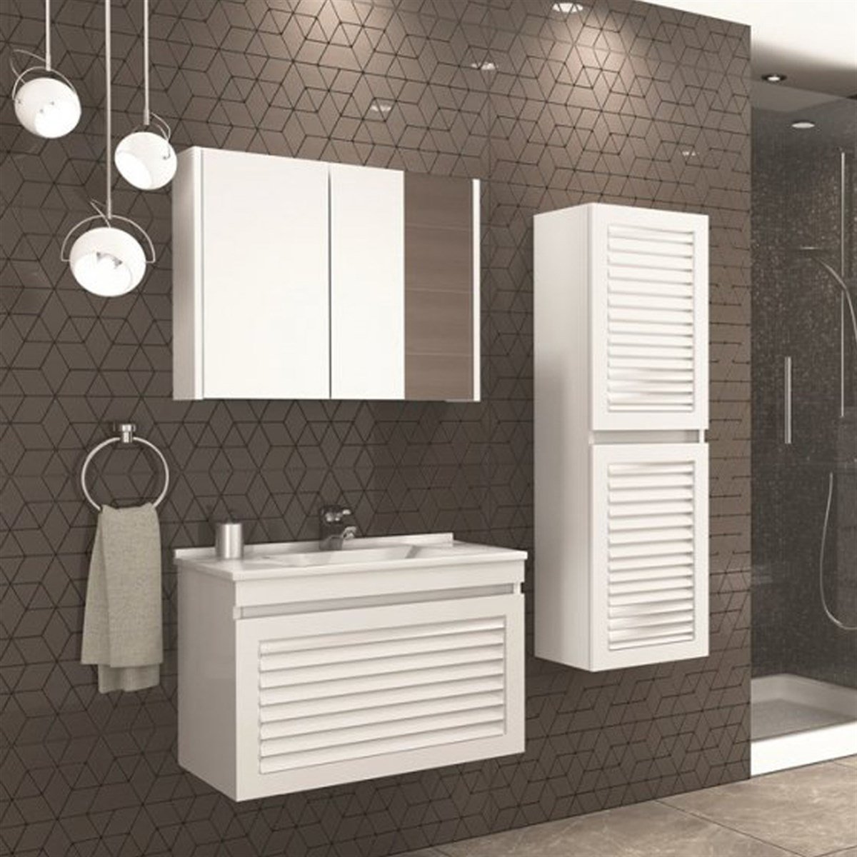 Aquanil Blenda 75 Cm Banyo Dolabı - Beyaz resmi