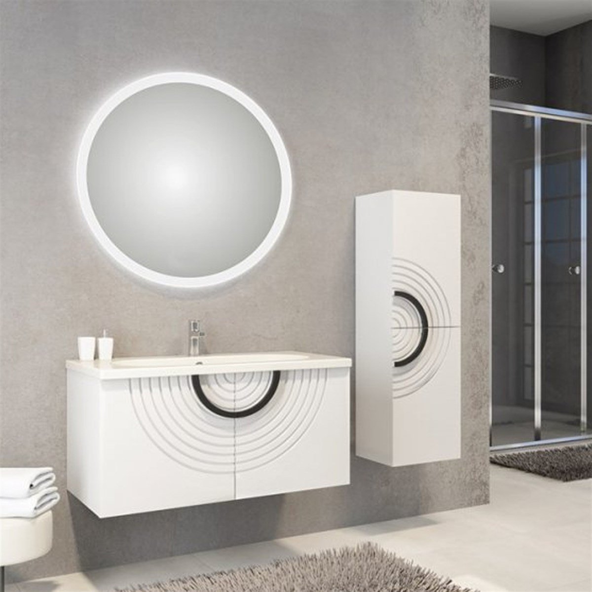 Aquanil Oriz 80 Cm Banyo Dolabı - Beyaz resmi