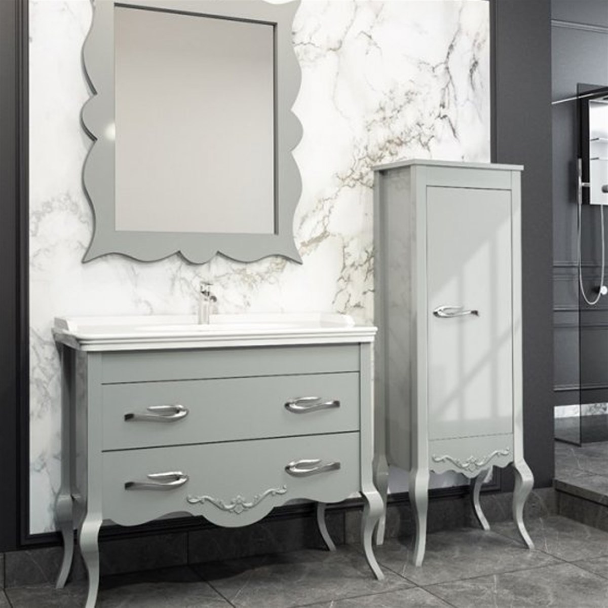 Aquanil Alba 100 Cm Banyo Dolabı - Gri resmi