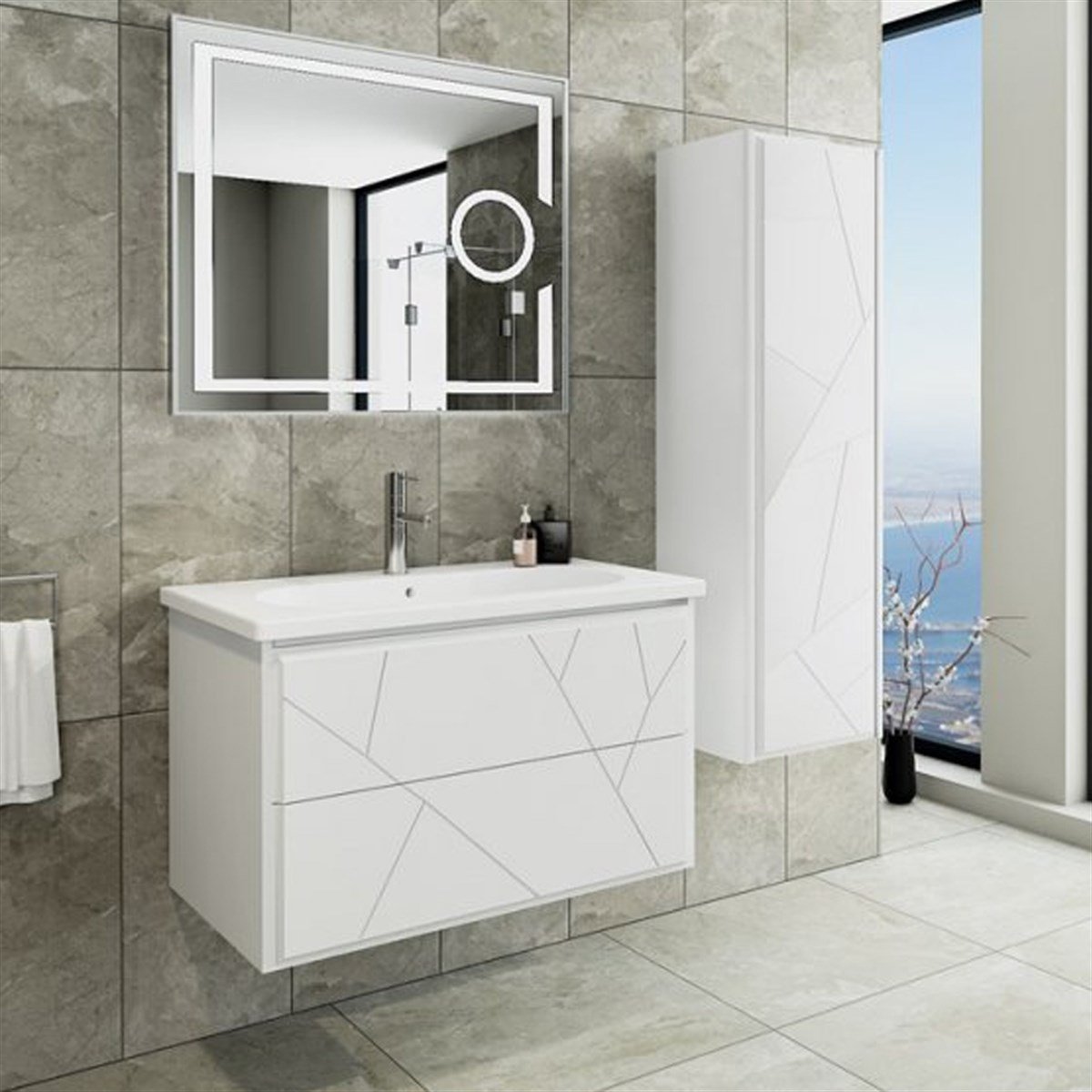 Aquanil Kiev 80 Cm Banyo Dolabı - Beyaz resmi