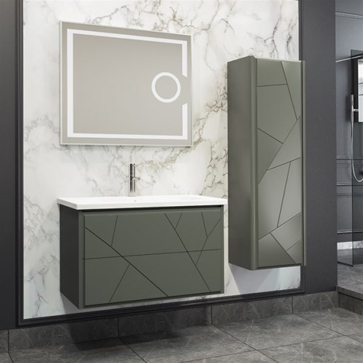 Aquanil Kiev 80 Cm Banyo Dolabı - Antrasit resmi