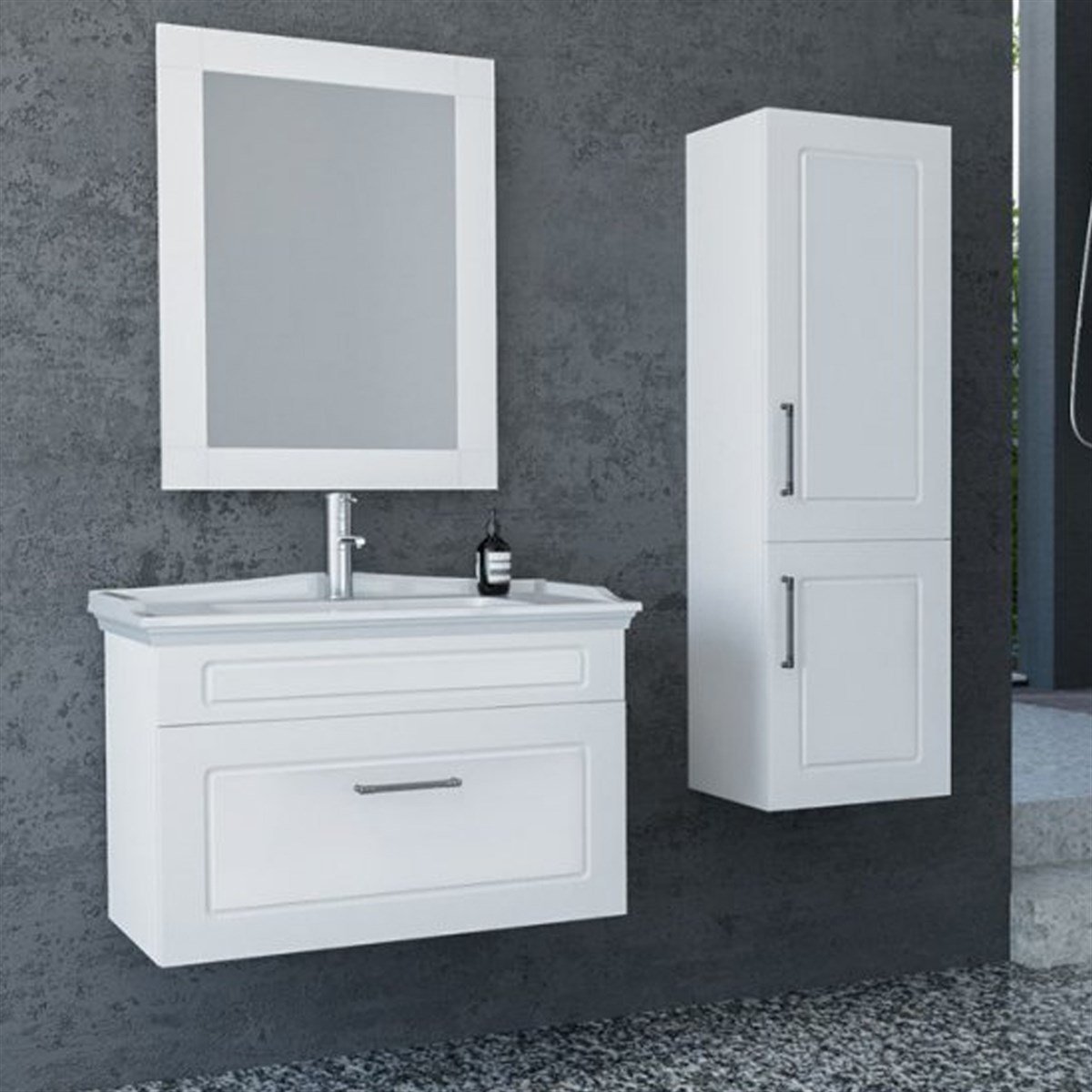 Aquanil Monaco 80 Cm Banyo Dolabı - Beyaz resmi