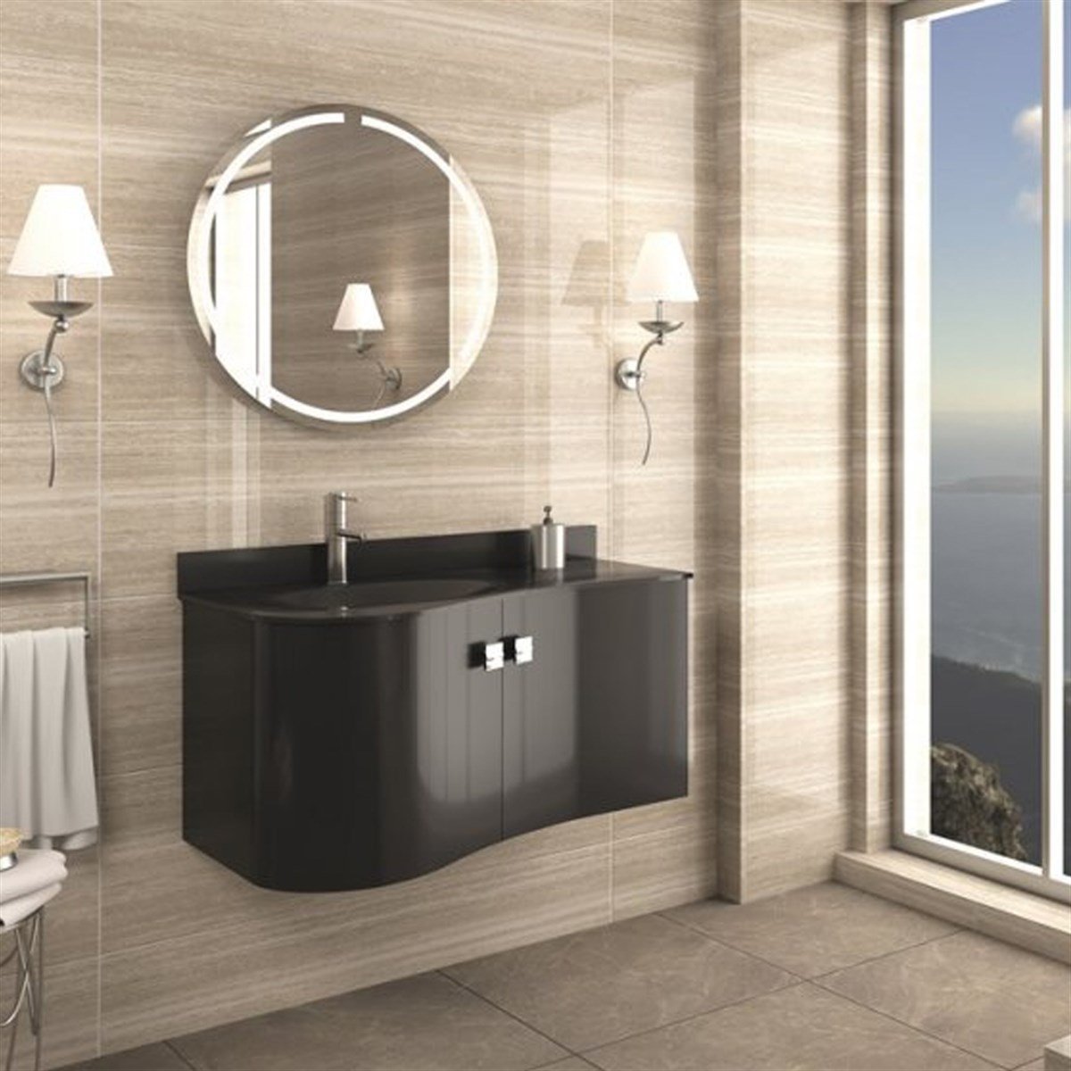 Aquanil verso 100 Cm Banyo Dolabı - Antrasit resmi