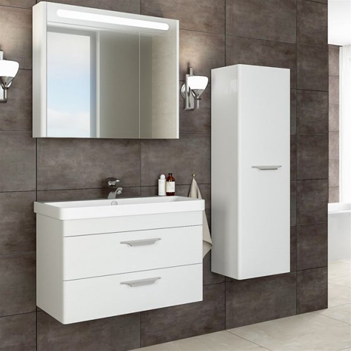 Aquanil Maria 80 Cm Banyo Dolabı - Beyaz resmi