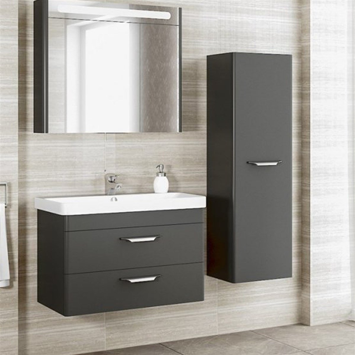Aquanil Maria 80 Cm Banyo Dolabı - Antrasit resmi