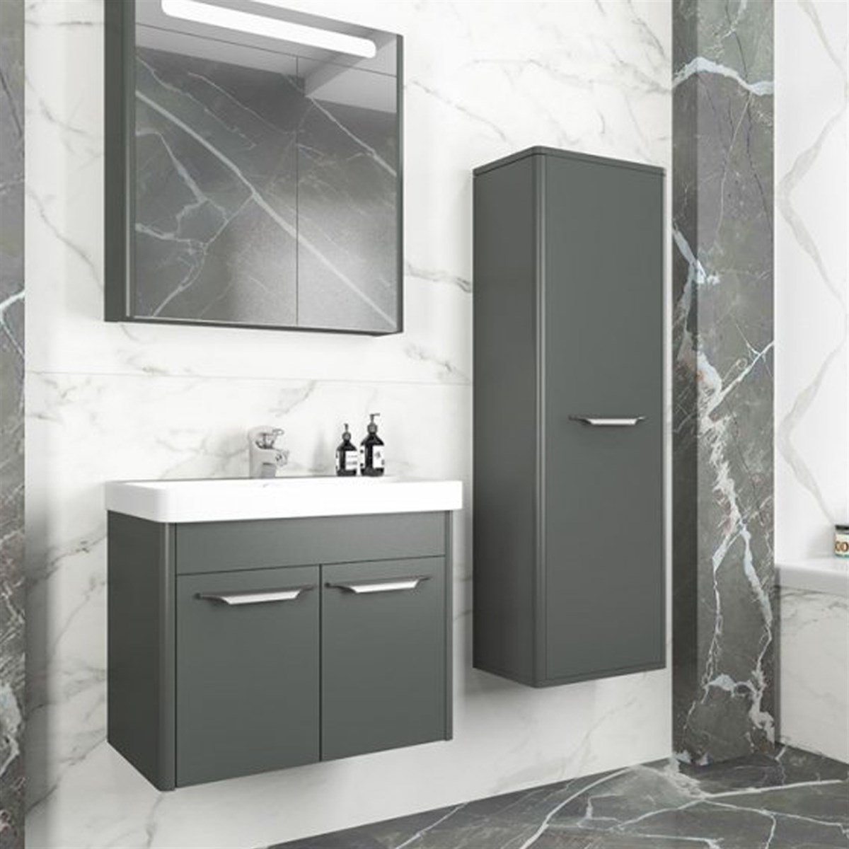 Aquanil Mauna 60 Cm Banyo Dolabı - Antrasit resmi