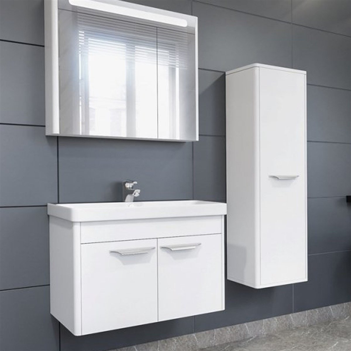 Aquanil Mauna 80 Cm Banyo Dolabı - Beyaz resmi