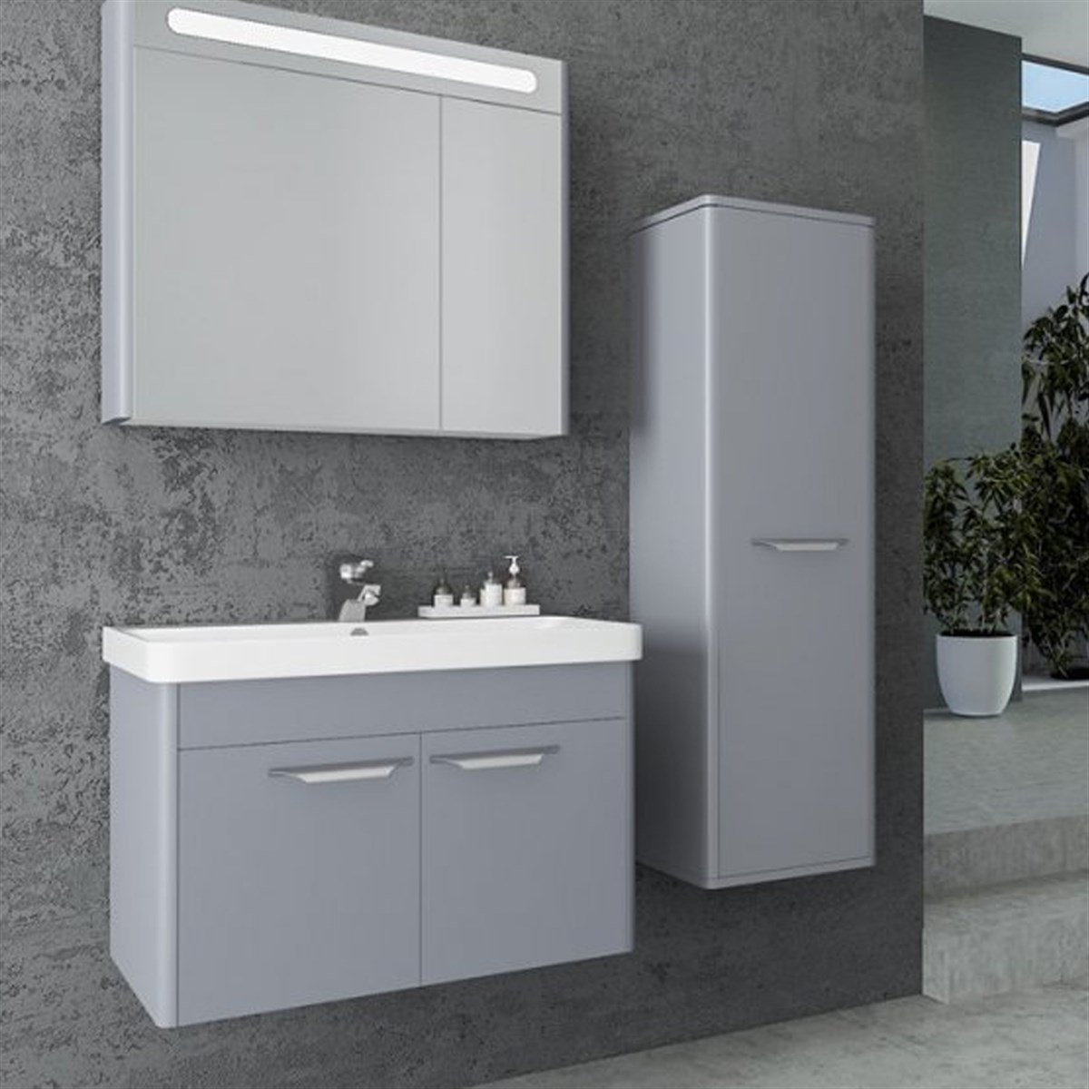 Aquanil Mauna 80 Cm Banyo Dolabı - Gri resmi