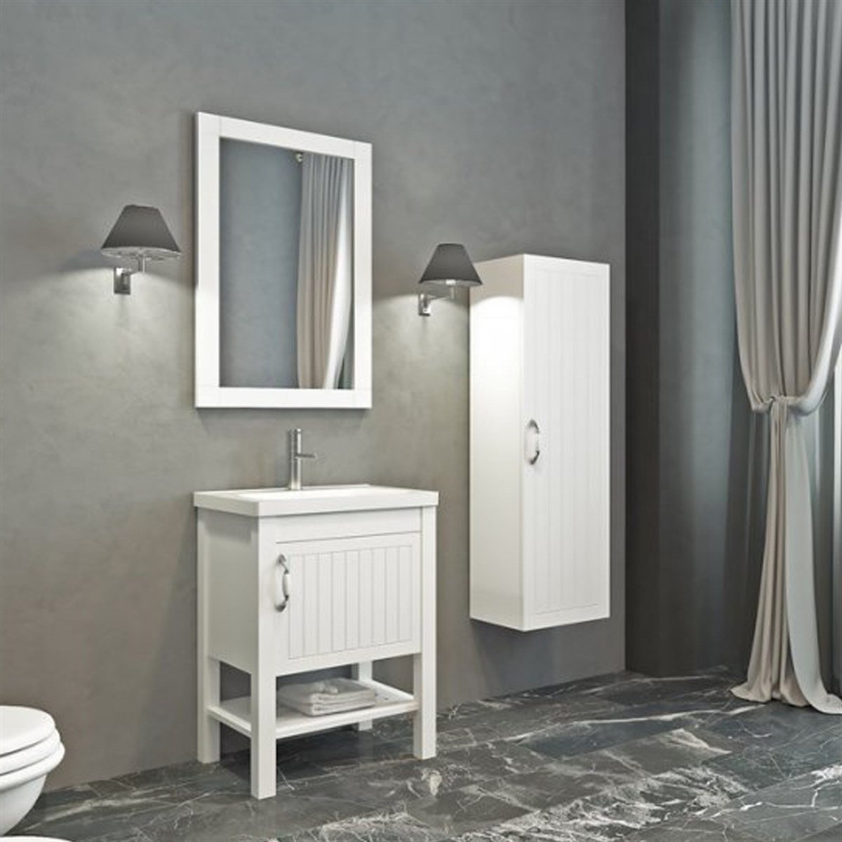 Aquanil Helen 65 Cm Banyo Dolabı - Beyaz resmi