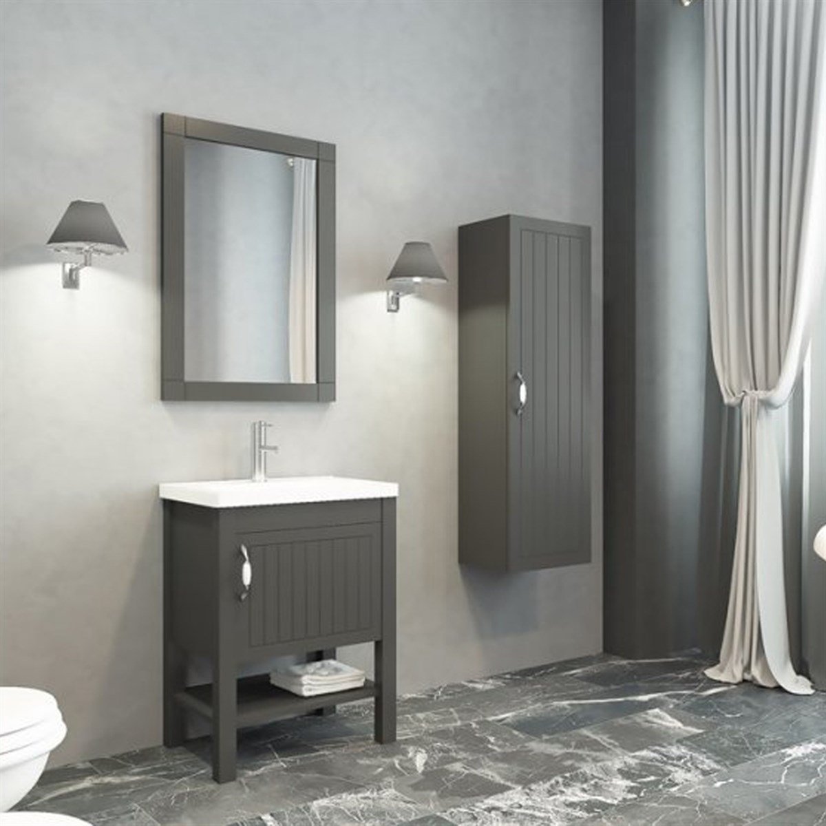 Aquanil Helen 65 Cm Banyo Dolabı - Antrasit resmi