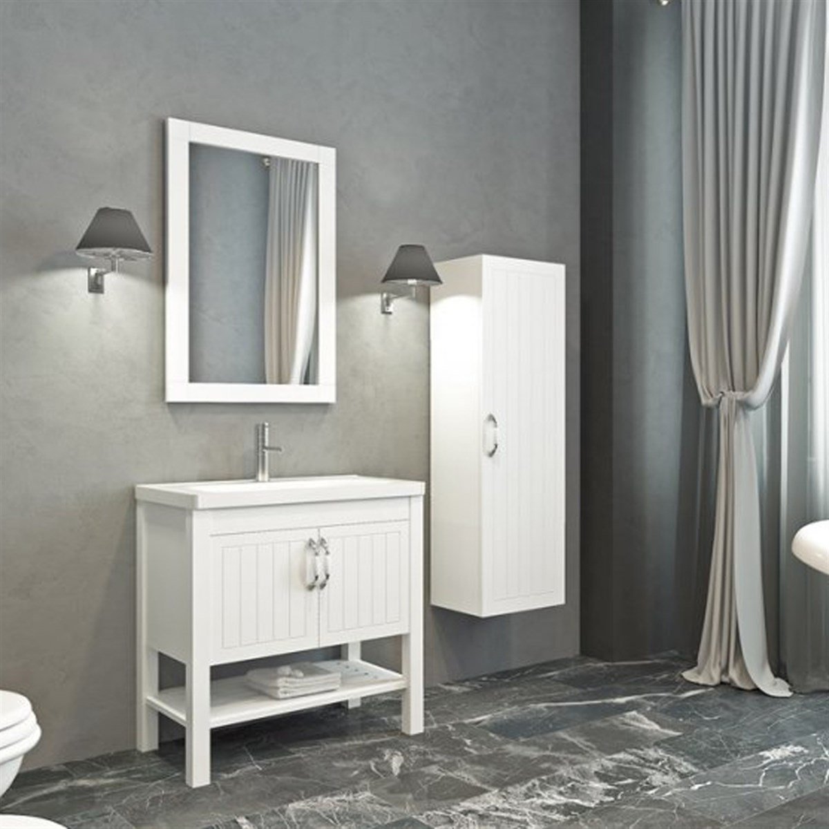 Aquanil Helen 80 Cm Banyo Dolabı - Beyaz resmi