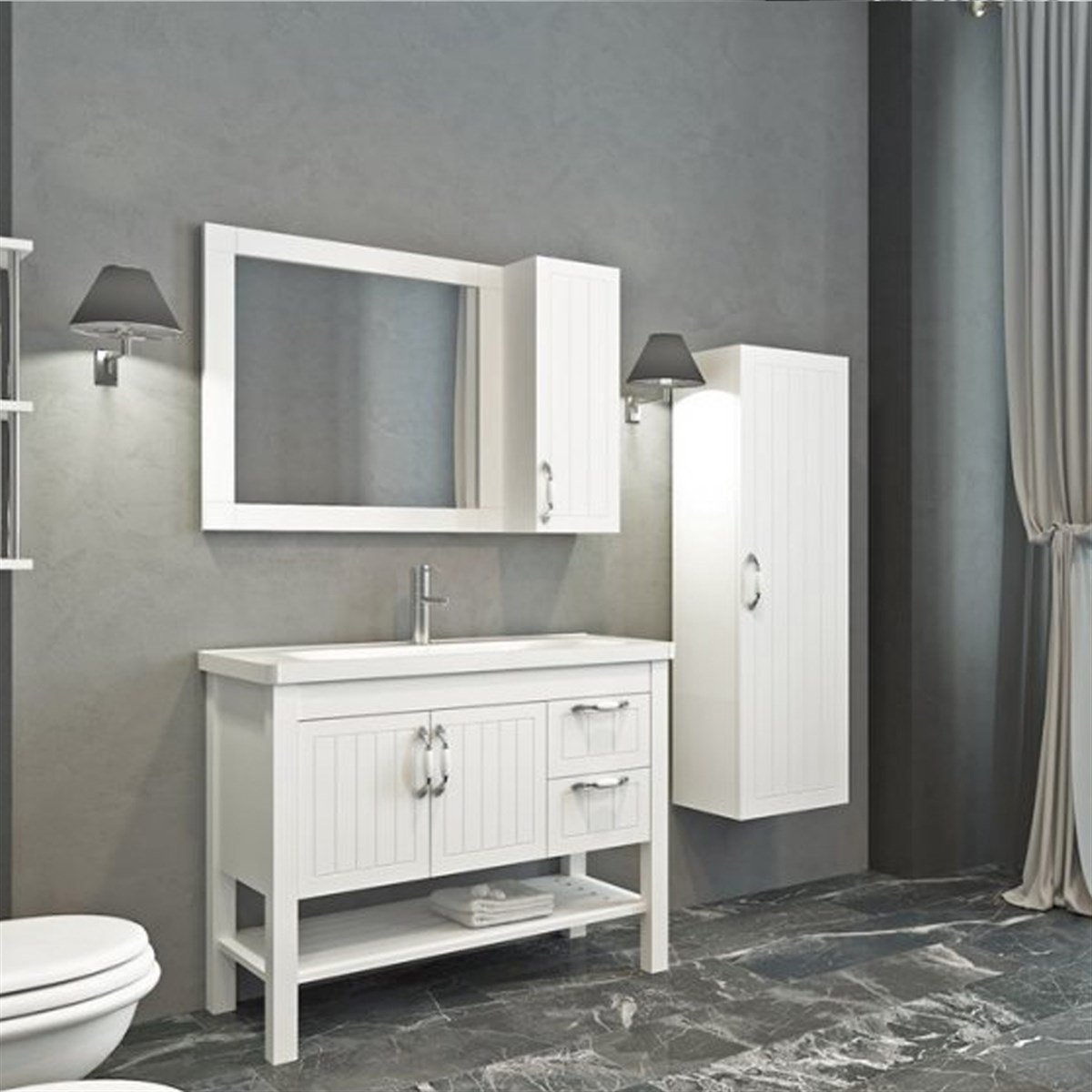 Aquanil Helen 100 Cm Banyo Dolabı - Beyaz resmi