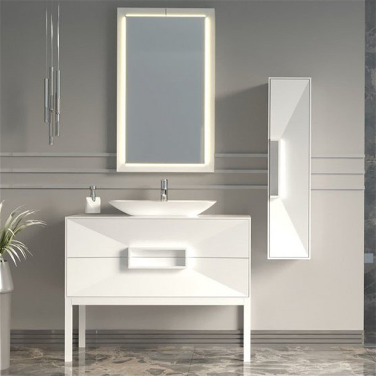 Aquanil Omente 100 Cm Banyo Dolabı - Beyaz resmi