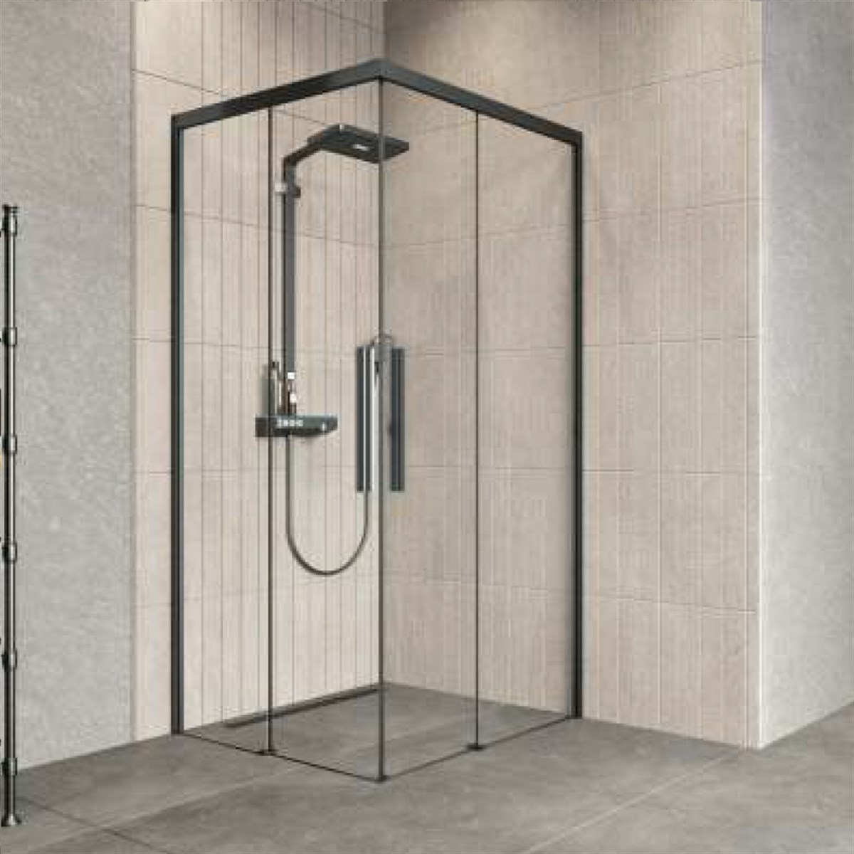 Aquanil Beta 6mm Kare Siyah Eloksal Şeffaf Cam Duşakabin 90x90cm resmi