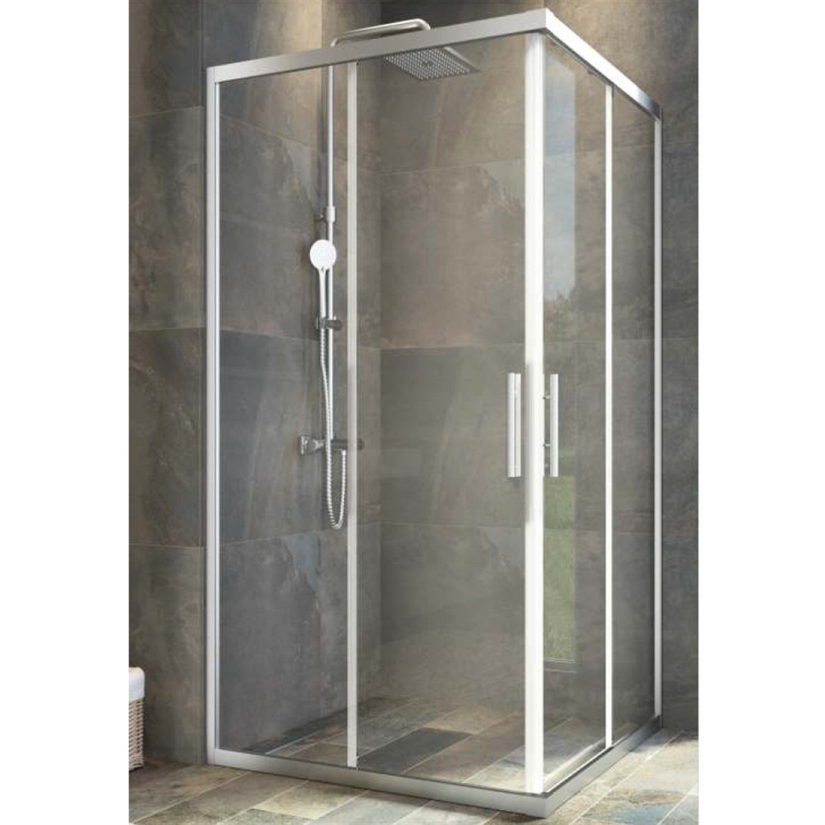 Aquanil Sparta 6mm Kare Parlak Eloksal Şeffaf Cam Duşakabin 70x70cm resmi