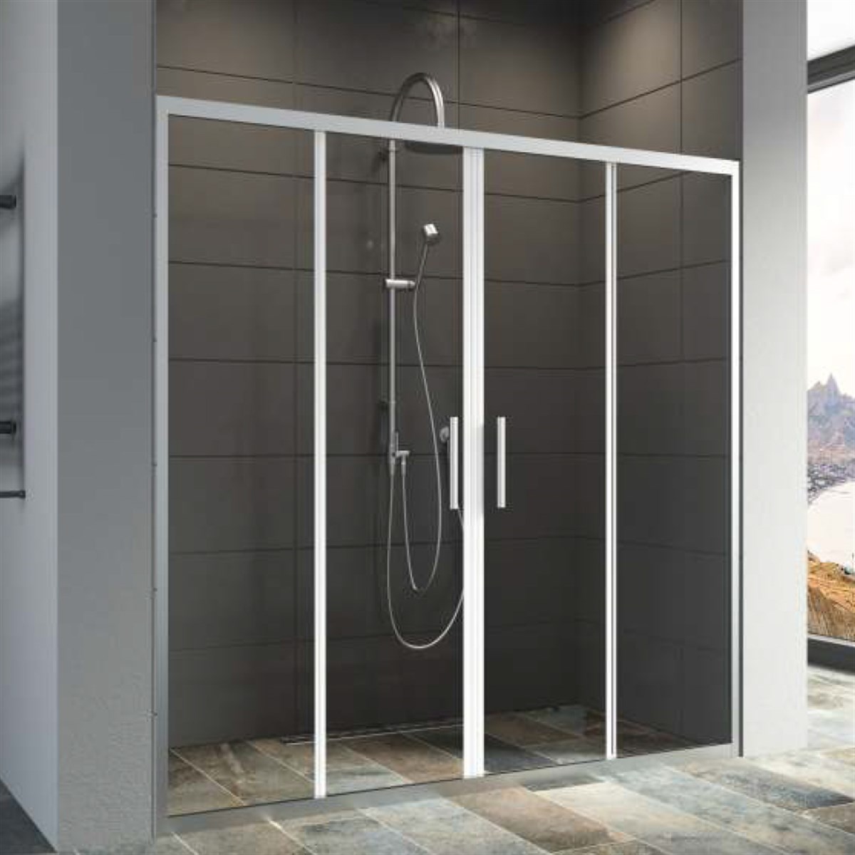 Aquanil Lareks 6mm Ön Cephe Parlak Eloksal Şeffaf Cam Kabin 150Cm - 175Cm Arası resmi