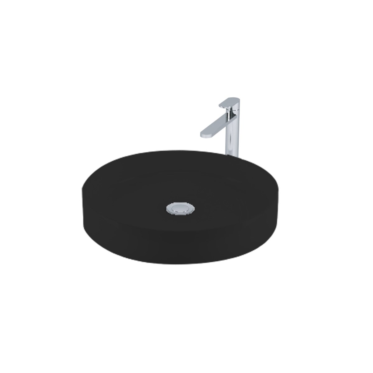 Newarc Mittes Tezgah Üstü Lavabo Parlak Siyah 44X11,5Cm Mit.L.044-B resmi