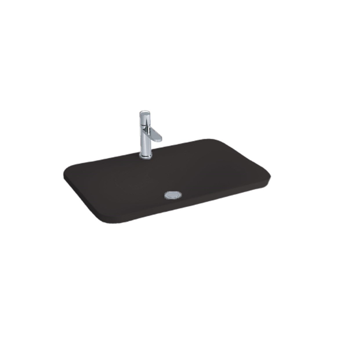 Newarc Drop Tezgah Üstü Batarya Delikli Lavabo Mat Siyah 65X45X2,5Cm Dro.L065Mb resmi