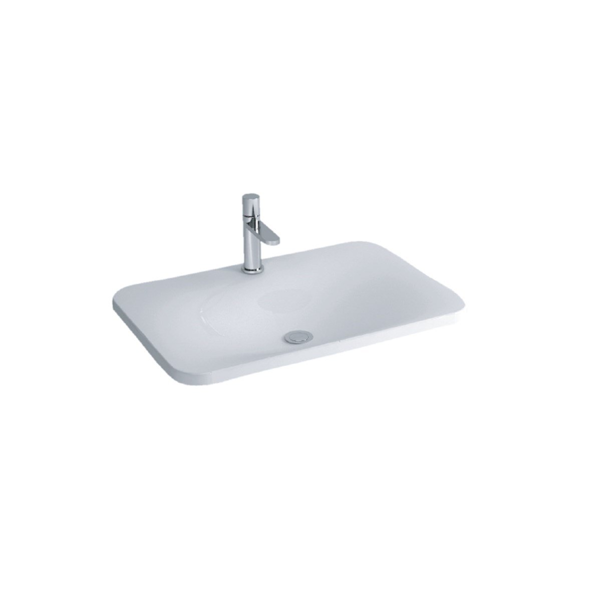Newarc Drop Tezgah Üstü Batarya Delikli Lavabo Mat Beyaz 65X45X2,5Cm Dro.L065Mw resmi