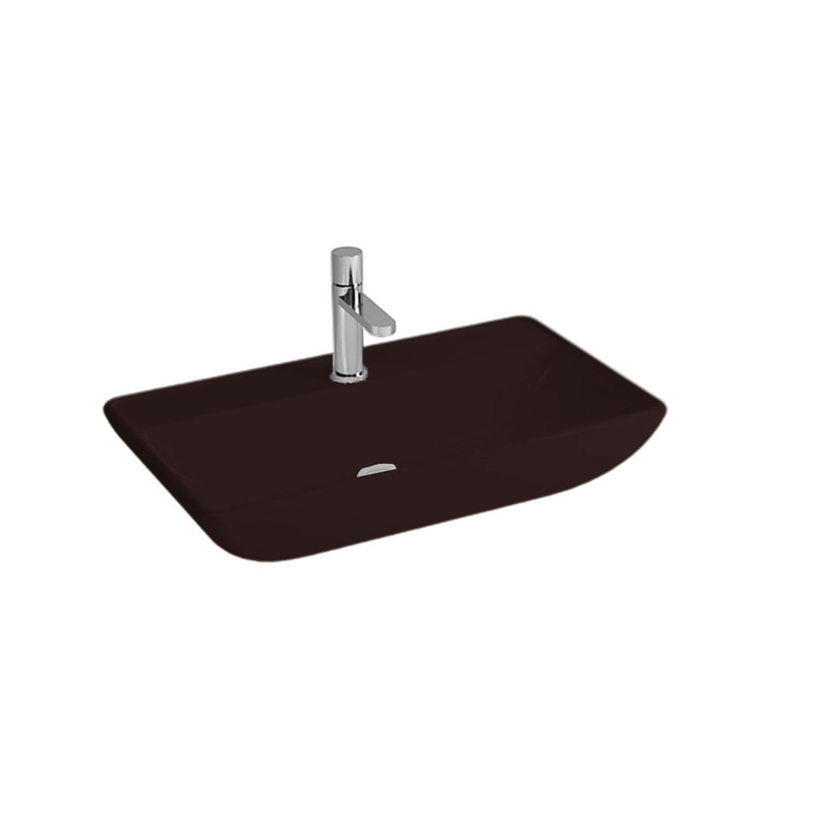 Newarc Domino Tezgah Üstü Batarya Delikli Lavabo Parlak Siyah 70X40X13,5Cm 5019Bt-B resmi