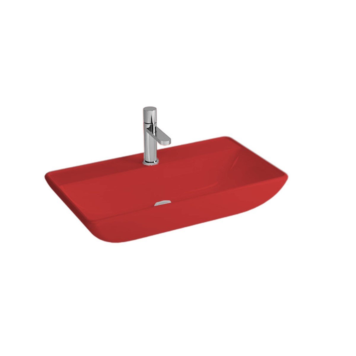 Newarc Domino Tezgah Üstü Batarya Delikli Lavabo Parlak Kırmızı 70X40X13,5Cm 5019Bt-R resmi