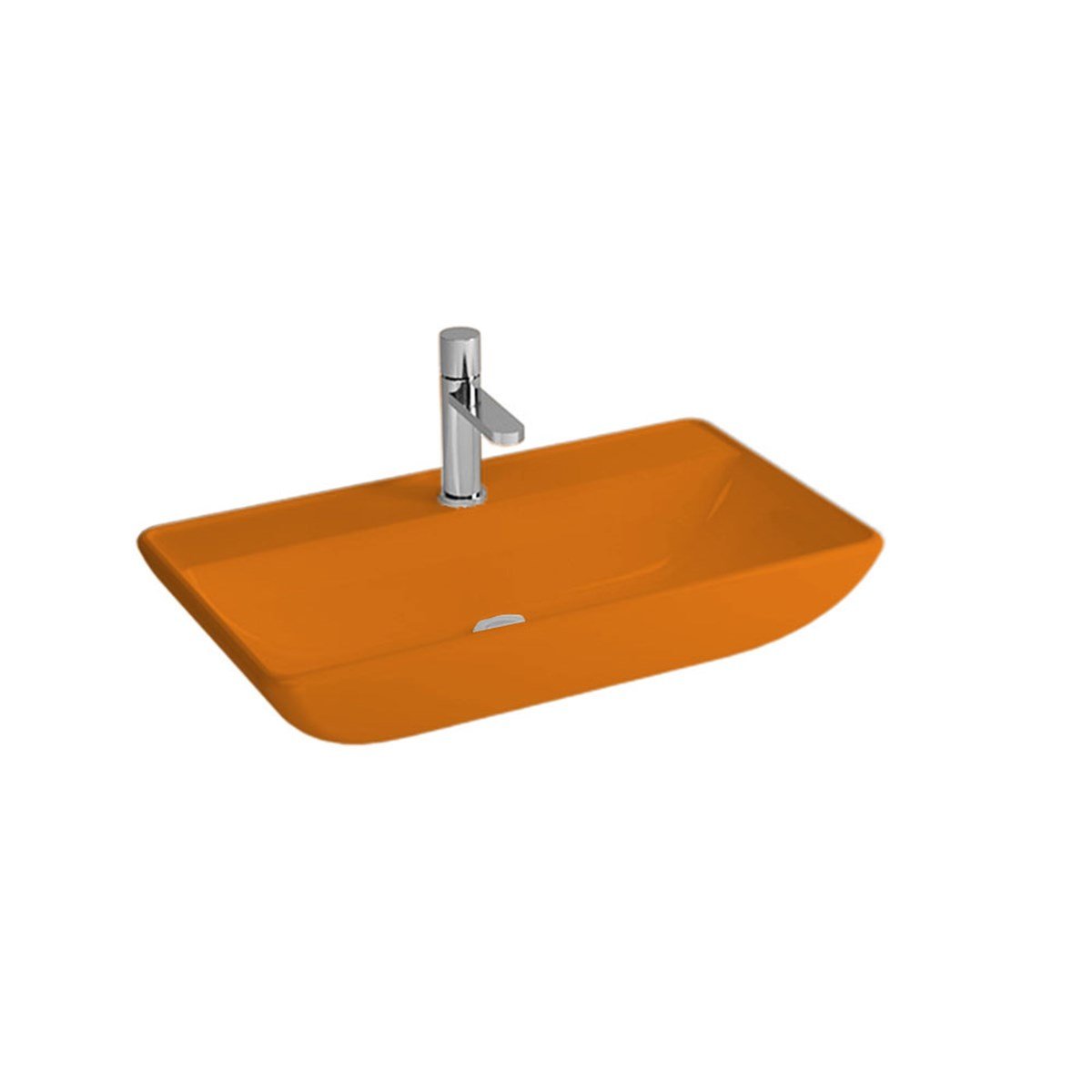 Newarc Domino Tezgah Üstü Batarya Delikli Lavabo Parlak Turuncu 70X40X13,5Cm 5019Bt-O resmi