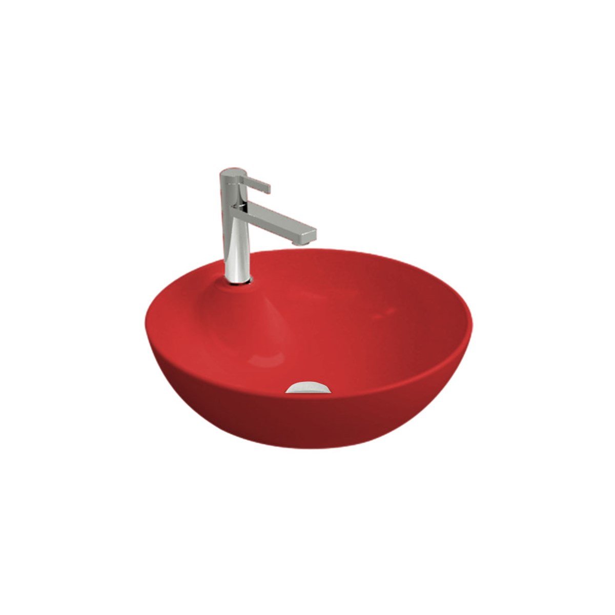 Newarc Newart Tezgah Üstü Batarya Delikli Lavabo Parlak Kırmızı 42,5X15,5Cm 5010Bt-R resmi