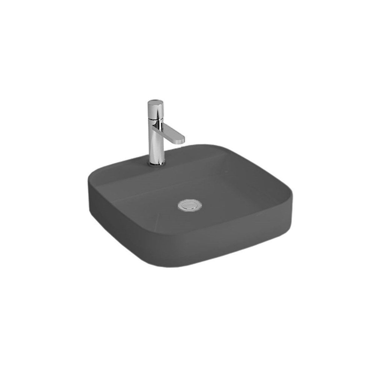 Newarc Loft Tezgah Üstü Batarya Delikli Lavabo Mat Antrasit 50X50X12Cm 515050Bt-Ma resmi